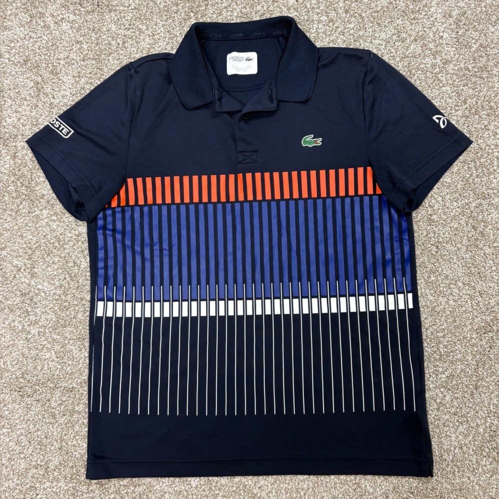 Lacoste Sport x Novak Djokovic Tennis Polo Mens Medium FR 4 Vertical Stripe 2017